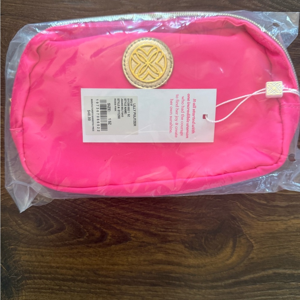 Lilly Pulitzer Pink Crossbody Belt Bag with Gold Logo
